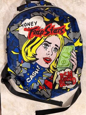 Reason Trap Stars Pop-Art Backpack in Blue, Yellow & Red